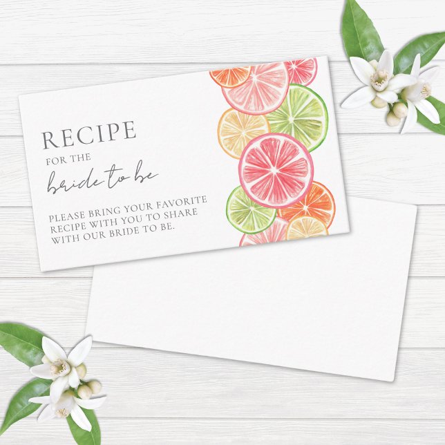 Recipe Citrus Bridal Shower Enclosure Card (Recipe Elegant Citrus Bridal Shower Enclosure Card )
