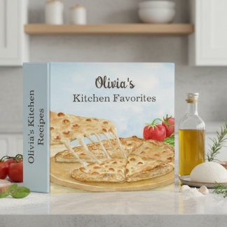 Recipe Classic Cheese Pizza Chef is In Watercolor 3 Ring Binder