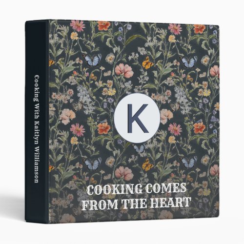 RECIPE COLLECTION FLORAL MESSAGE MONOGRAM 3 RING BINDER