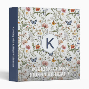 RECIPE COLLECTION FLORAL MONOGRAM MESSAGE 3 RING BINDER