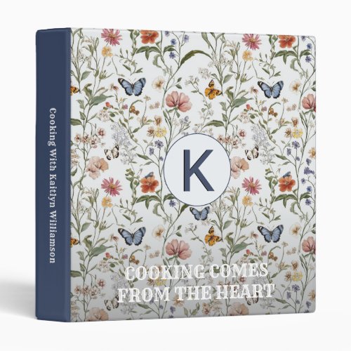 RECIPE COLLECTION FLORAL MONOGRAM MESSAGE  3 RING BINDER