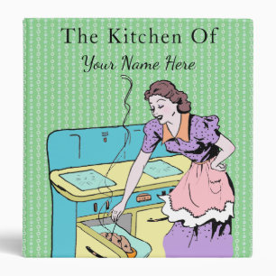 Recipe Cook Retro Bake Vintage 1950s Kitchen Wife 3 Ring Binder