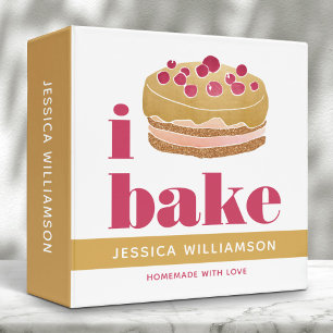 Recipe Cookbook Cake Gold Burgundy Red Bake Bold 3 Ring Binder