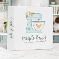Recipe Cookbook Cake Mixer Bakery 3 Ring Binder