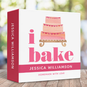 Recipe Cookbook Cake Pink Orange Gold Bold Bake 3 Ring Binder