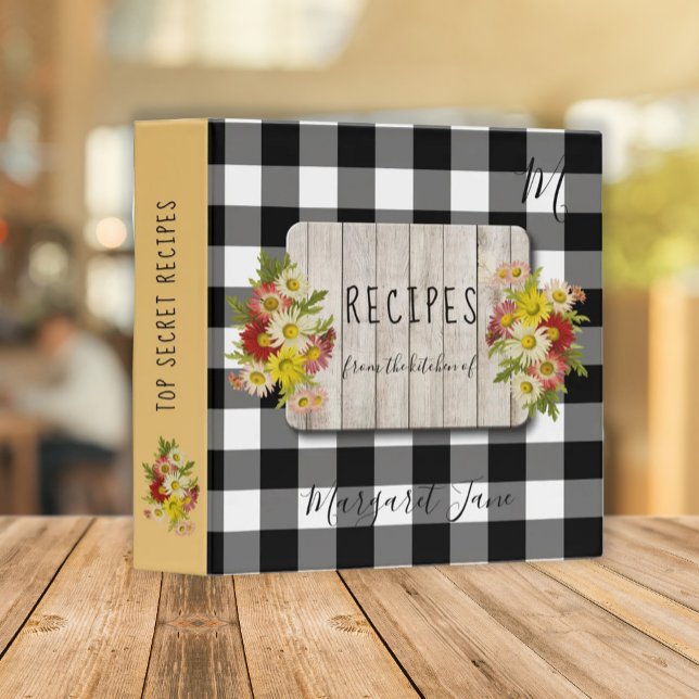 Recipe cookbook country kitchen family monogrammed 3 ring binder (Creator Uploaded)