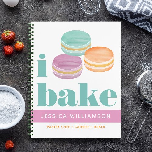 Recipe Cookbook Macaron Turquoise Purple Orange Notebook