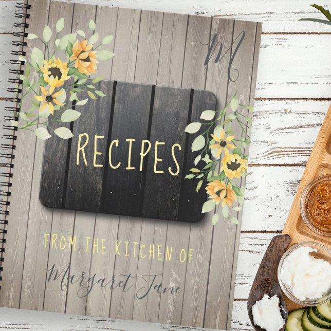 Recipe cookbook monogrammed chef rustic kitchen notebook (Creator Uploaded)