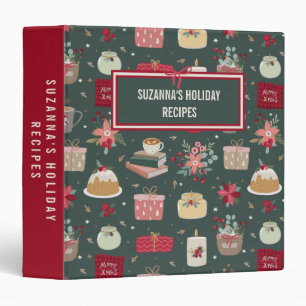Recipe cookbook pattern Christmas family 3 Ring Binder
