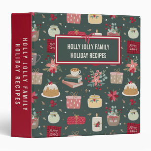 Recipe cookbook pattern Christmas family 3 Ring Binder