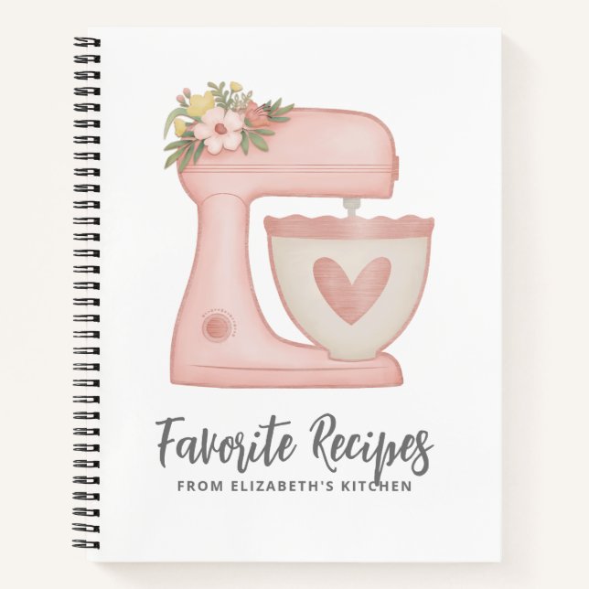 Recipe Cookbook Pink Cake Mixer Bakery Notebook (Front)