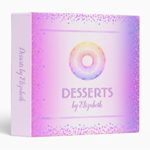 Recipe cookbook purple ombre glitter doughnut 3 ring binder