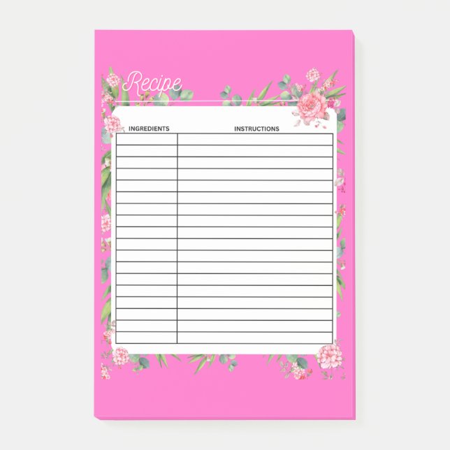 RECIPE ,COOKING, CHEF, POST-IT NOTES (Front)