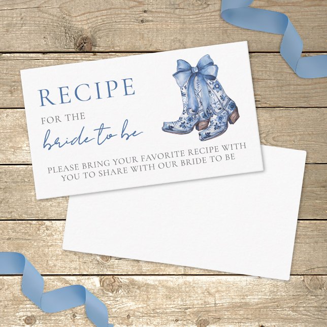 Recipe Country Blue Bow Bridal Shower Enclosure Card (Recipe Country Blue Bow Cowboy Bridal Shower Enclosure Card)