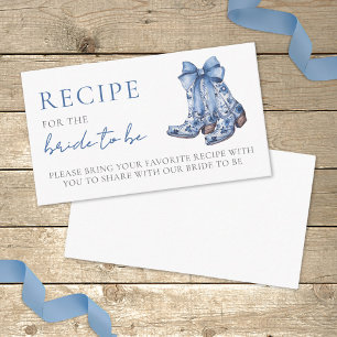 Recipe Country Blue Bow Cowboy Bridal Shower Enclosure Card
