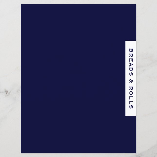 Recipe Divider | Breads & Rolls | Navy & White (Front)