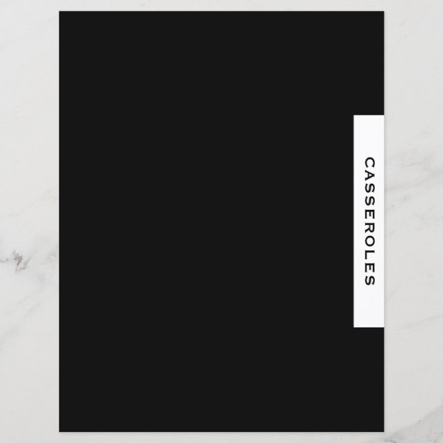 Recipe Divider | Casseroles | Black & White (Front)