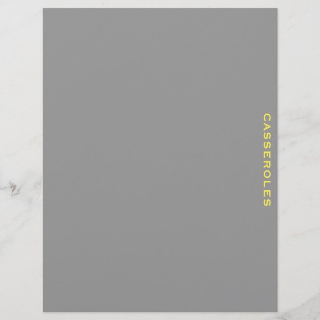Recipe Divider | Casseroles | Gray & Yellow (Front)