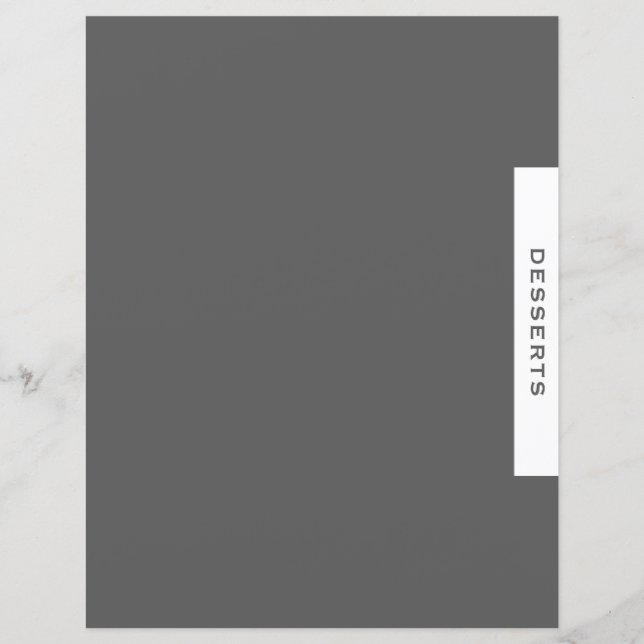 Recipe Divider | Desserts | Gray & White (Front)