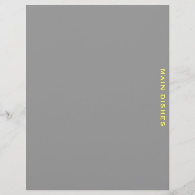 Recipe Divider | Main Dishes | Gray & Yellow (Front)