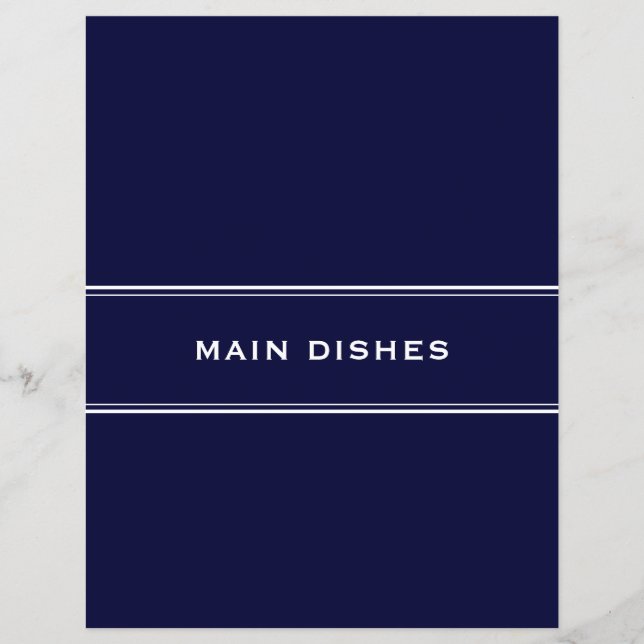 Recipe Divider Main Dishes Navy Blue (Front)