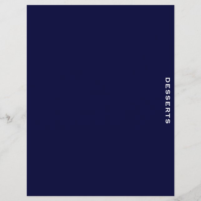 Recipe Divider | Navy Blue & White | Desserts (Front)