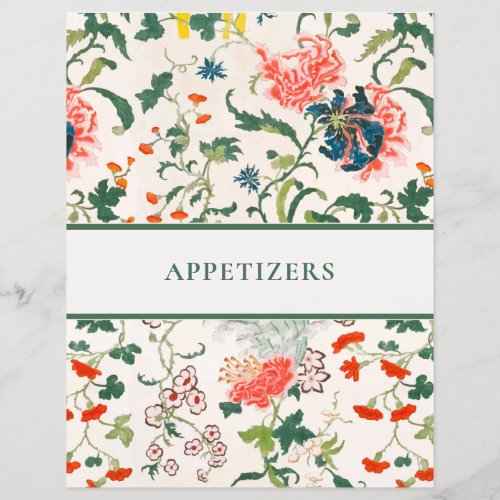 Recipe Divider  Stylish Floral  Appetizers