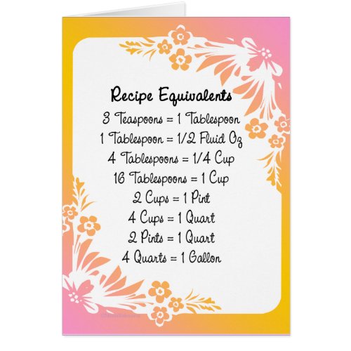 Recipe Equivalents Pastel Floral