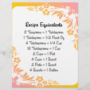 Recipe Equivalents Pastel Floral Flyer