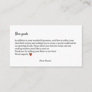 Recipe Exchange Autumn Teddy Bear Baby Shower Enclosure Card