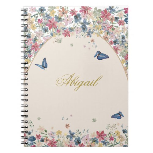 Recipe Field Flowers Butterfly Elegant  Notebook