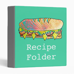 Recipe food sub sandwich food art 3 ring binder