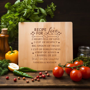 Recipe for a Happy Marriage, Bridal Shower Gift Engraved Cutting Board