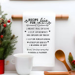 Recipe for a Happy Marriage, Bridal Shower Gift Kitchen Towel<br><div class="desc">Celebrate the warmth of love and joy in the kitchen with this charming "Recipe for Love" kitchen towel, designed with a playful twist on the classic recipe format. Featuring heartwarming advice for a happy marriage, it serves as a delightful reminder of the key ingredients to a fulfilling relationship. With whimsical...</div>
