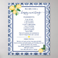 Recipe for a Happy Marriage Lemons Shower Gift