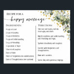 Recipe for a Happy Marriage Newlyweds Eucalyptus Poster<br><div class="desc">Click on "Edit design" to personalize or modify the layout (change wording,  font color,  font style).
** Please see the full collection for matching invitation,  bridal shower games,  tags and sign available**</div>