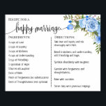 Recipe for a happy marriage sign wedding gift blue<br><div class="desc">Click on "Edit design" to personalize or modify the layout (change wording,  font color,  font style).
** Please see the full collection for matching invitation,  bridal shower games,  tags,  and sign available**</div>