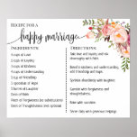 Recipe for a happy marriage sign wedding gift pink<br><div class="desc">Click on "Edit design" to personalize or modify the layout (change wording,  font color,  font style).
** Please see the full collection for matching invitation,  bridal shower games,  tags and sign available**</div>