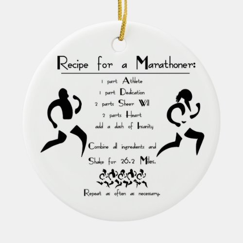 Recipe for a Marathoner Ceramic Ornament