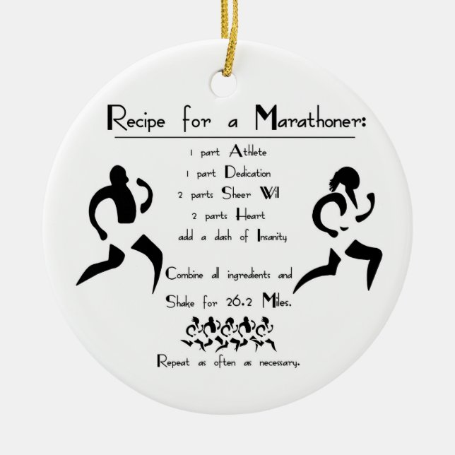 Recipe for a Marathoner Ceramic Ornament (Front)
