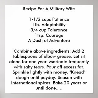 Recipe For A Military Wife Poster