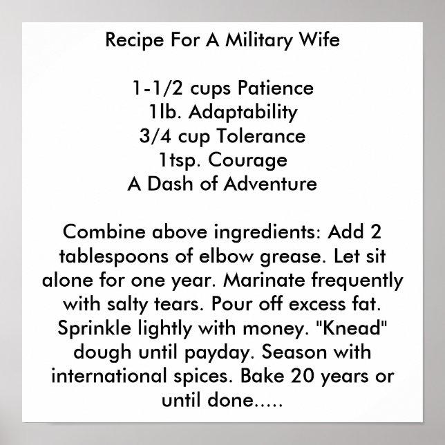 Recipe For A Military Wife Poster (Front)