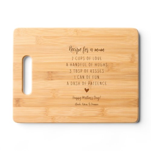 Recipe for a mom Mothers day gift  Cutting Board