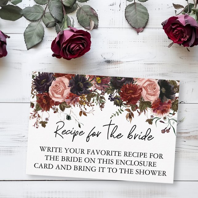 Recipe for bride Bridal Shower Autumn Halloween Enclosure Card (Creator Uploaded)