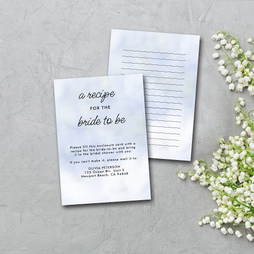 Recipe for Bride Cloud 9 Pastel Blue Bridal Shower Enclosure Card
