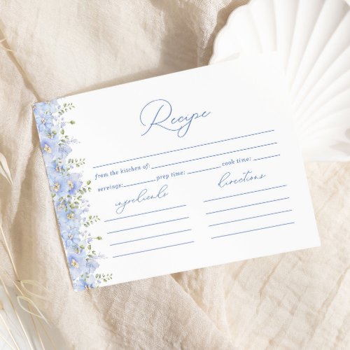 Recipe For Bride Dusty Blue Floral  Bridal Shower Enclosure Card