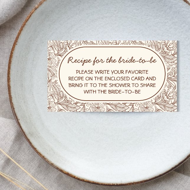 Recipe For Bride Floral Brown Handwritten Enclosure Card (Recipe For Bride Floral Brown Handwritten Enclosure Card)