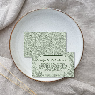 Recipe For Bride Floral Sage Green Handwritten Enclosure Card