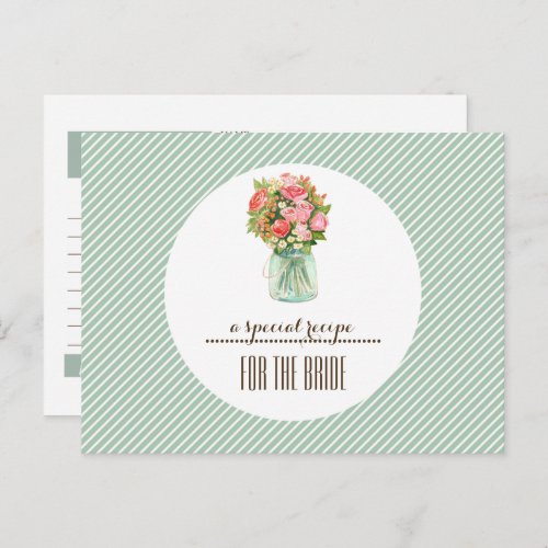 Recipe for Bride Mason Jar Floral Postcard