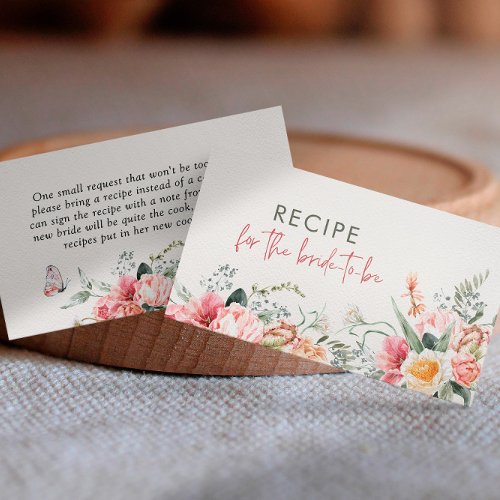 Recipe For Bride To Be Boho Floral Bridal Shower Enclosure Card